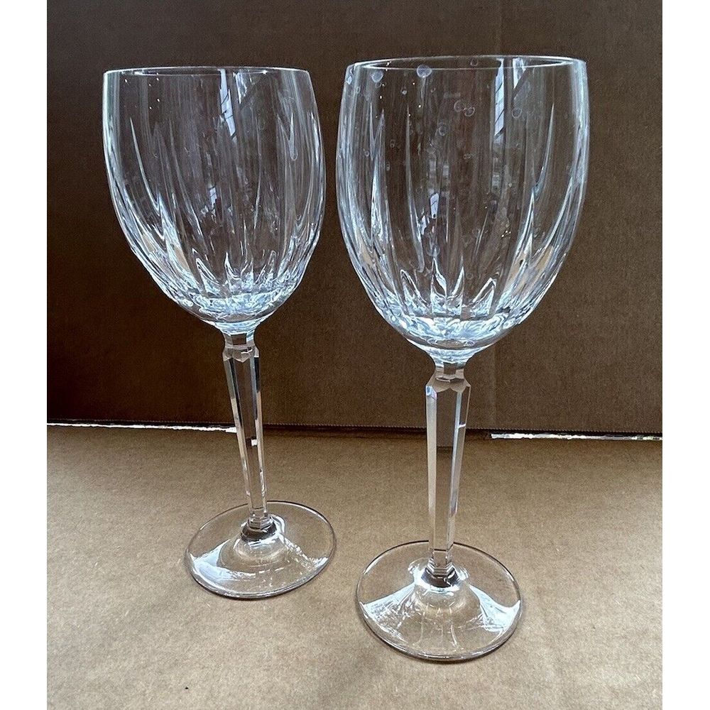 Waterford Signed Crystal‎ Black rock Wine glasses 8"  Signed set of 2